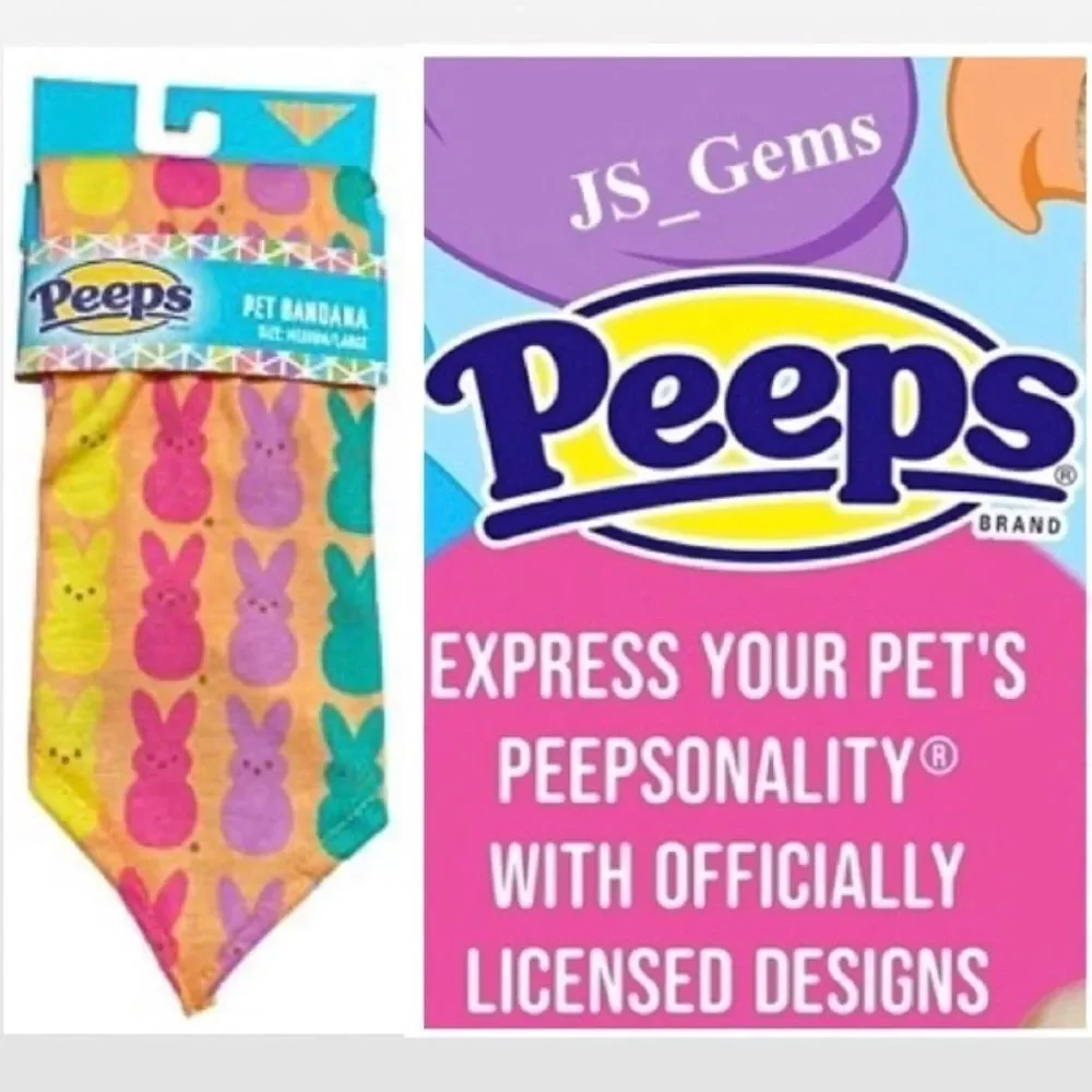 New Pet Dog Bandana With Colorful Peeps Bunnies